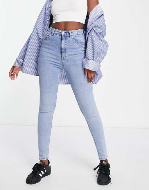 Pull&Bear – Jasnoniebieskie obcisłe jeansy z bardzo wysokim stanem