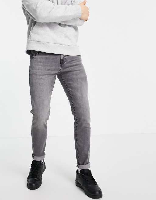 Pull&Bear - Jasnoszare jeansy o obcisłym kroju