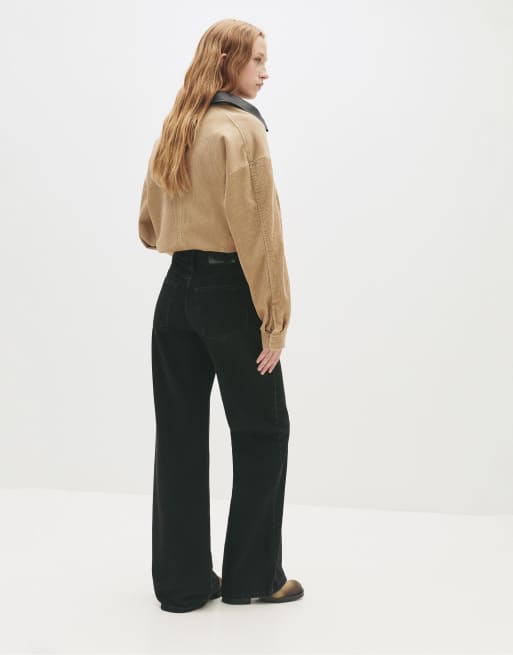 Pull&Bear - Jean ample à taille croisée - Noir, 3 de 5