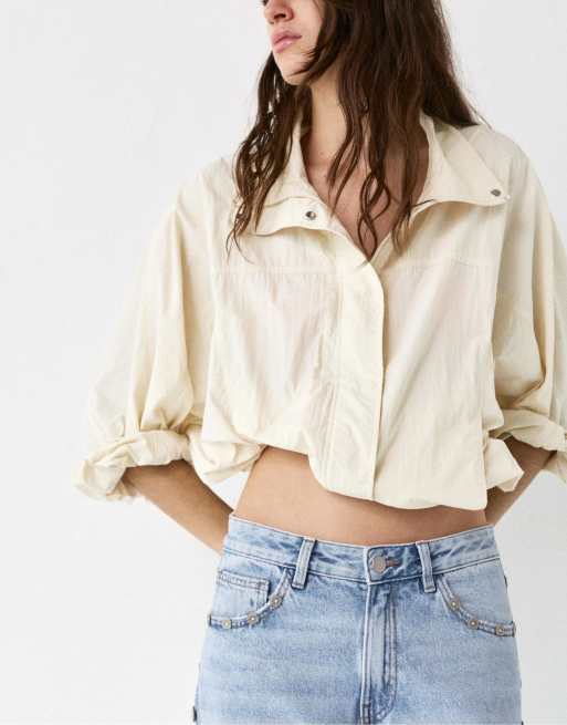 Pull&Bear - Jean baggy à détail boutonné - Bleu moyen, 4 de 4