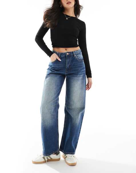 Pull&Bear - Jean baggy à pinces - Bleu foncé délavé - view 1