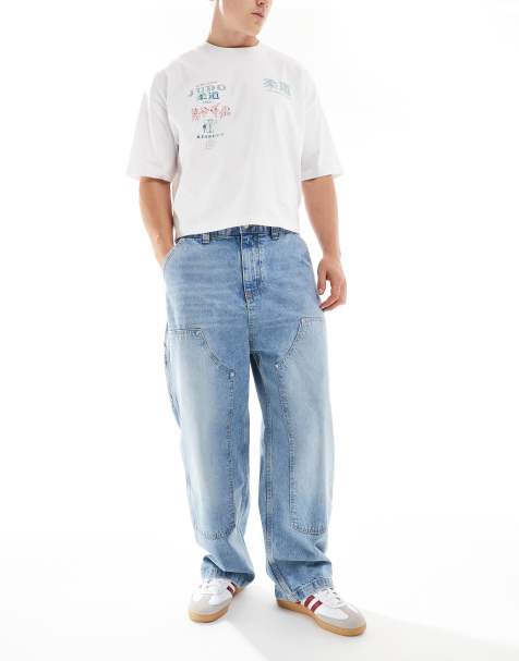Pull&Bear - Jean baggy avec poches devant - Bleu délavé - view 1