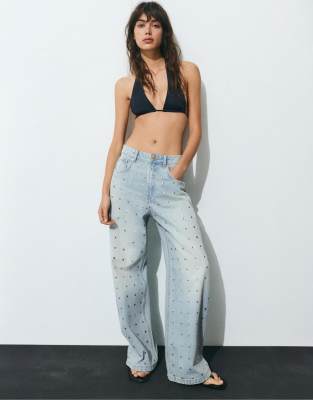 Pull & Bear - Jean baggy clouté - Bleu pâle 6