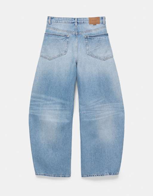 Pull&Bear jean baggy coupe ballon avec détail de couture bleu pâle, 5 de 5