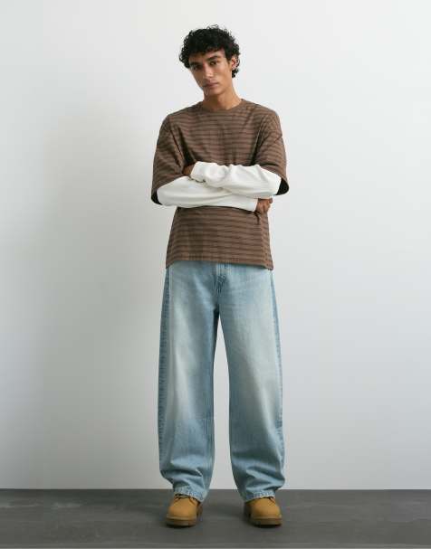 Pull&Bear jean baggy coupe ballon en indigo pâle - view 1