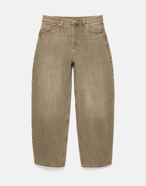 Pull&Bear jean baggy coupe ballon marron, 6 de 7