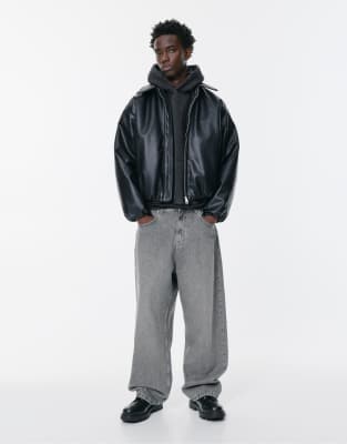 Pull & Bear - Jean baggy décontracté - Gris pâle