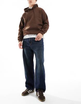 Pull&Bear wide baggy fit jeans in washed blue - ASOS Price Checker