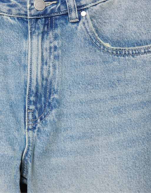 Pull&Bear jean barrel avec détail sur la couture latérale en bleu délavé, 5 de 6