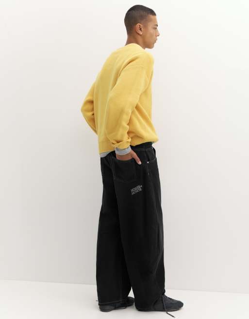Pull&Bear jean barrel graphique noir, 2 de 6