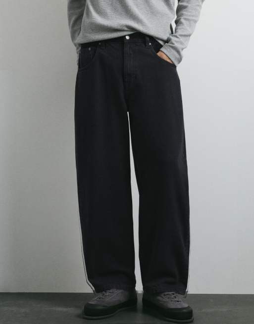 Pull&Bear jean barrel noir délavé, 4 de 7