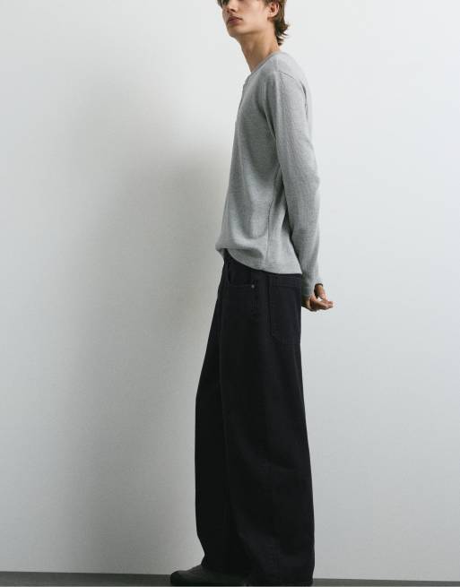 Pull&Bear jean barrel noir délavé, 5 de 7