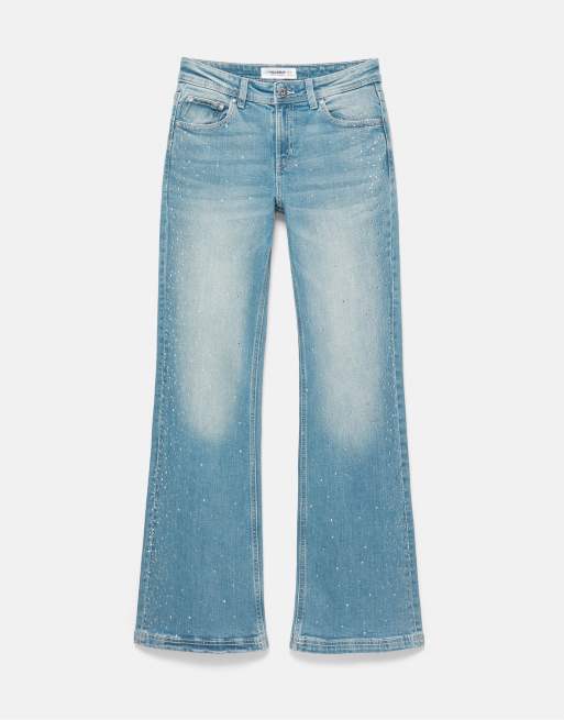 Pull&Bear jean bootcut à strass bleu-vert, 4 de 7