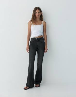 Pull & Bear - Jean bootcut à taille basse - Noir 38