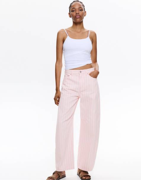 Pull&Bear - Jean bouffant à rayures - Rose - view 1