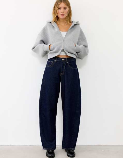 Pull&Bear - Jean bouffant à taille basse - Bleu marine - view 1