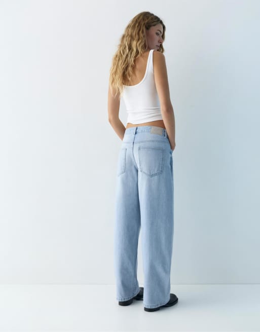 Pull&Bear - Jean bouffant à taille basse - Bleu pâle, 3 de 4