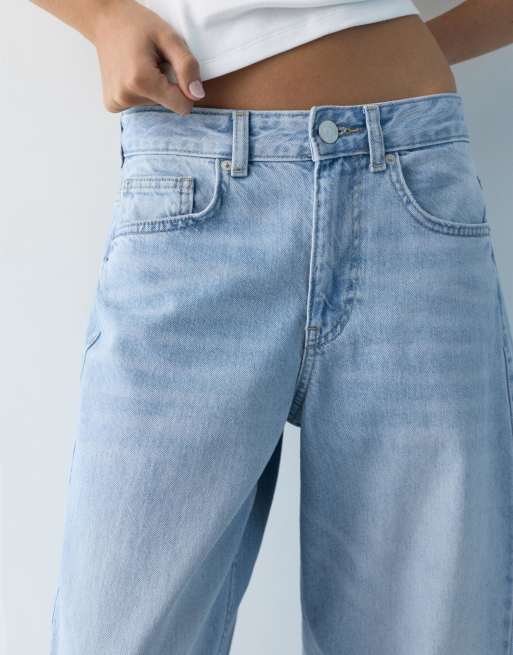 Pull&Bear - Jean bouffant à taille basse - Bleu pâle, 4 de 4