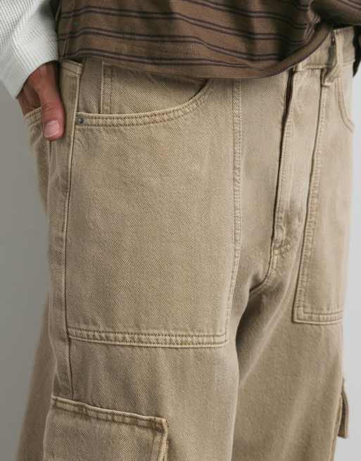 Pull&Bear jean cargo relaxed beige, 3 de 7