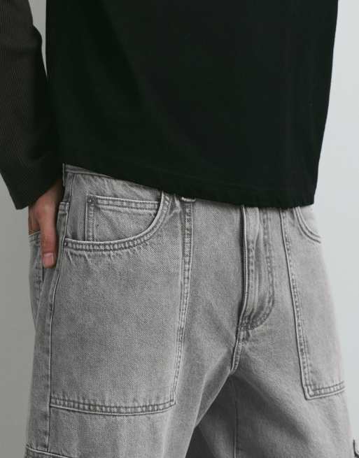 Pull&Bear jean cargo relaxed gris pâle, 3 de 7