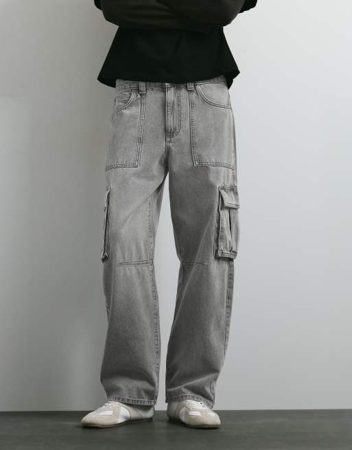 Pull&Bear jean cargo relaxed gris pâle, 4 de 7