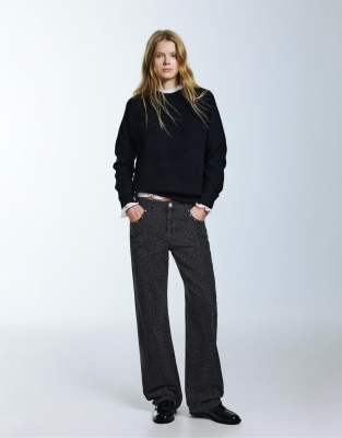 Pull & Bear - Jean clouté à imprimé léopard - Gris 34