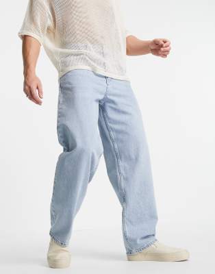 Pull&Bear - Jean coupe baggy - Bleu délavé clair