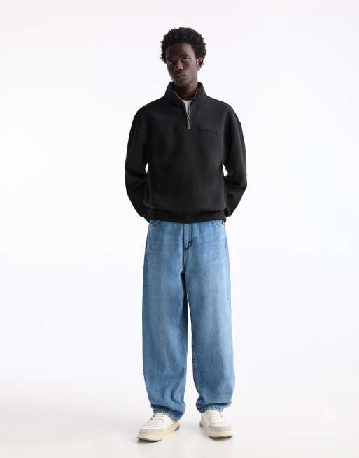 Pull&Bear - Jean coupe baggy - Bleu