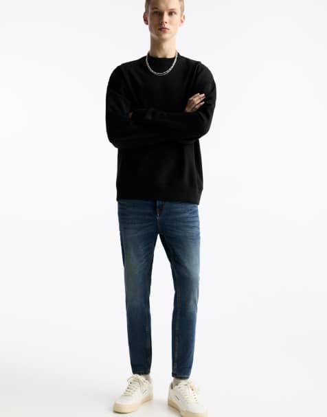 Pull&Bear - Jean coupe carotte - Bleu marine délavé - view 1