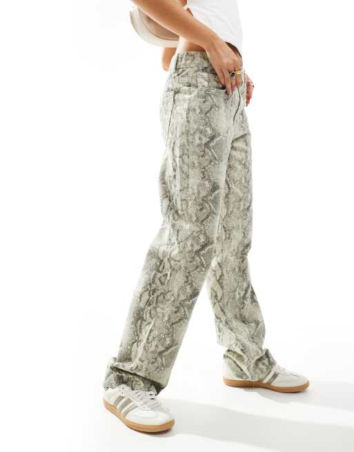 Pull&Bear - Jean coupe large à imprimé serpent, 4 de 5