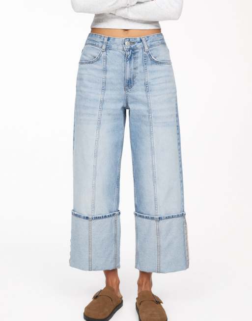 Pull&Bear - Jean court à revers - Bleu, 2 de 4