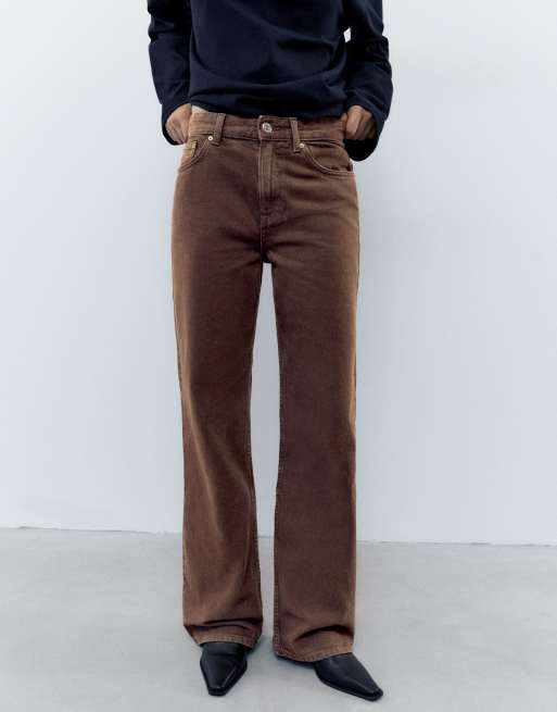 Pull&Bear jean droit à jambes larges marron, 3 de 6
