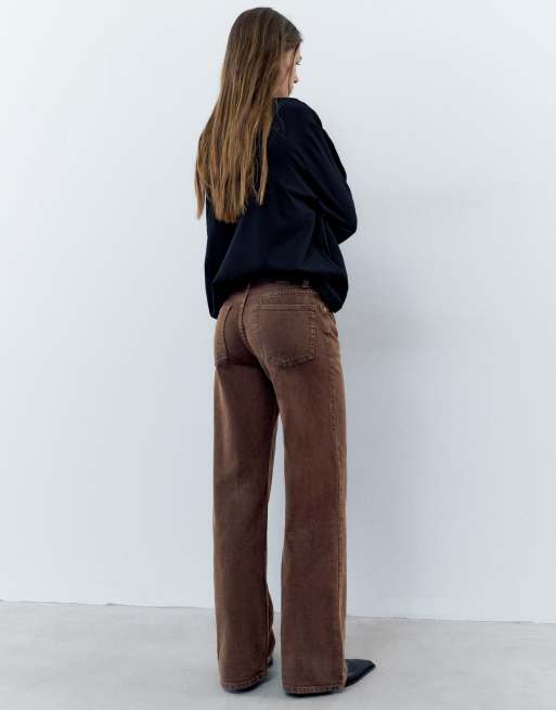 Pull&Bear jean droit à jambes larges marron, 4 de 6