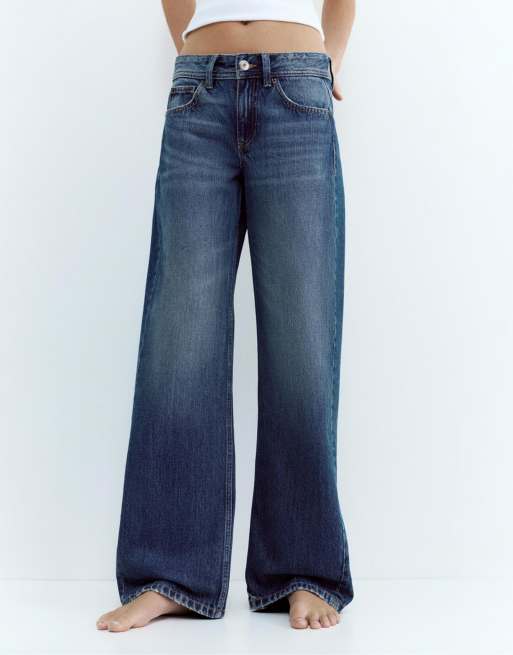 Pull&Bear - Jean droit à taille basse - Bleu foncé, 2 de 7