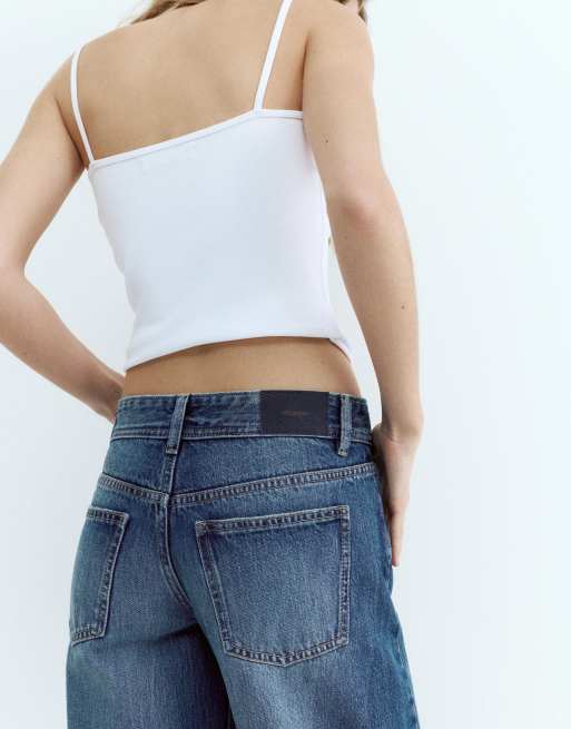 Pull&Bear - Jean droit à taille basse - Bleu foncé, 5 de 7