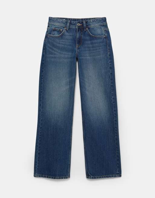 Pull&Bear - Jean droit à taille basse - Bleu foncé, 6 de 7