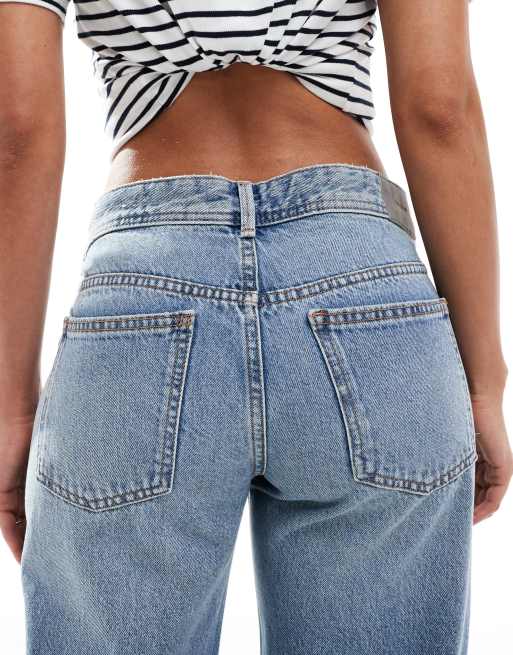 Pull&Bear - Jean droit à taille basse - Bleu moyen, 4 de 5