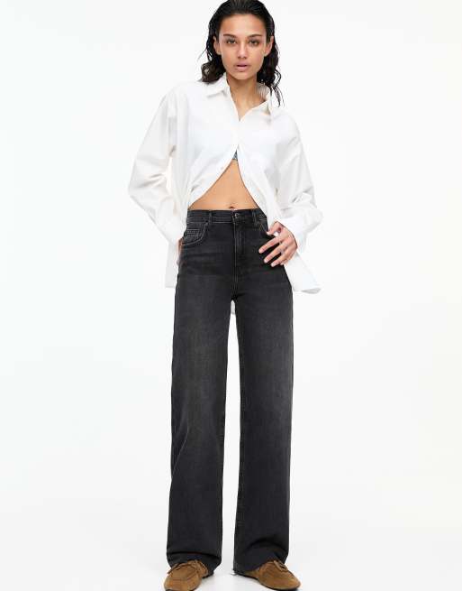Pull&Bear - Jean droit à taille classique - Noir