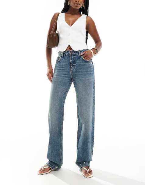 Pull&Bear - Jean droit à taille mi-haute - Bleu délavé - view 1