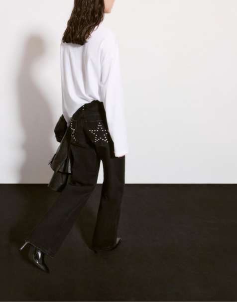 Pull&Bear - Jean droit avec clous et étoiles - Noir - view 1