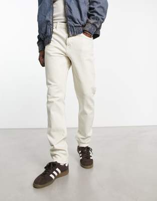 Pull&Bear straight fit jeans in ecru - ASOS Price Checker