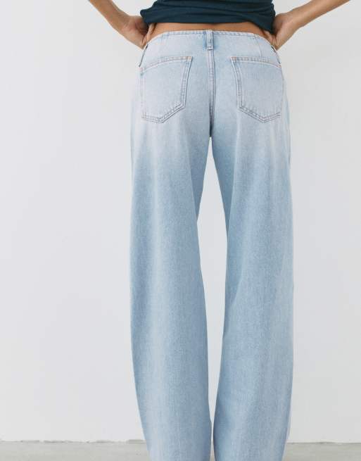 Pull&Bear jean droit taille basse bleu pâle, 4 de 7