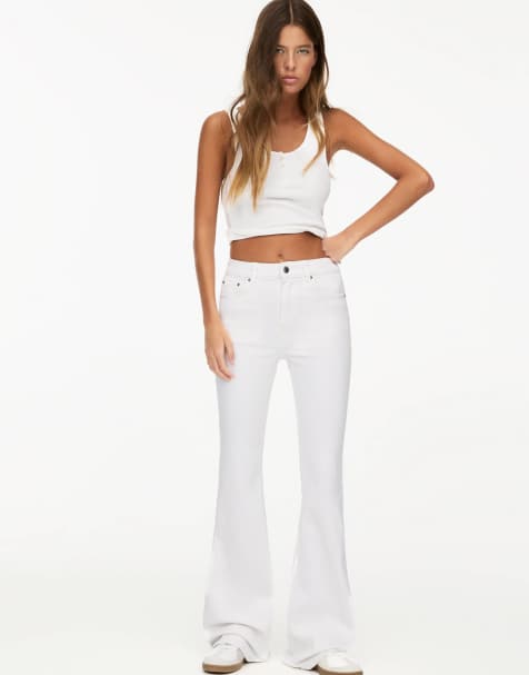 Pull&Bear - Jean évasé à taille basse - Blanc - view 1