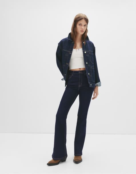 Pull&Bear - Jean évasé à taille haute - Indigo foncé - view 1