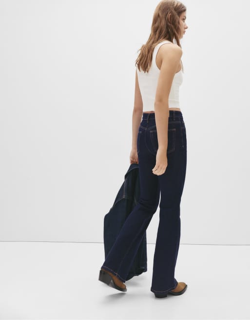 Pull&Bear - Jean évasé à taille haute - Indigo foncé, 4 de 4
