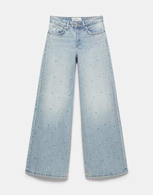 Pull&Bear jean large à strass bleu pâle, 6 de 7