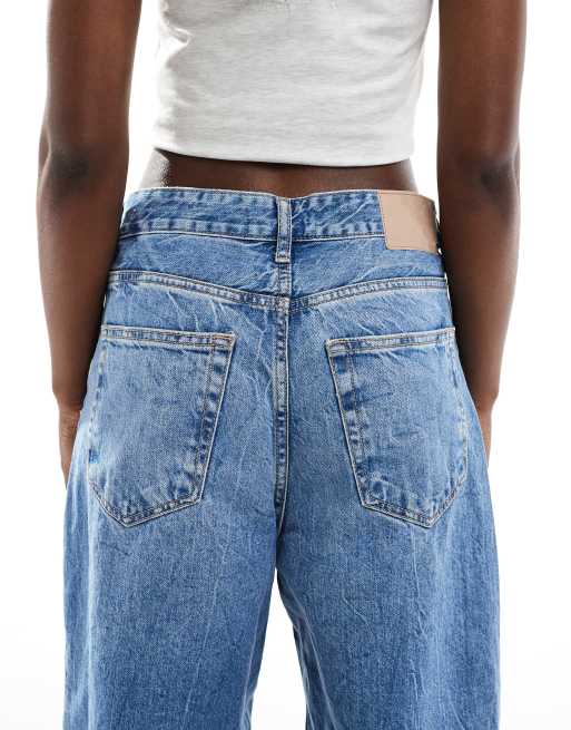 Pull&Bear - Jean large à taille croisée - Bleu moyen, 4 de 5