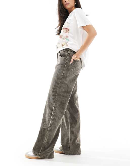 Pull&Bear - Jean large en velours côtelé - Gris, 2 de 5