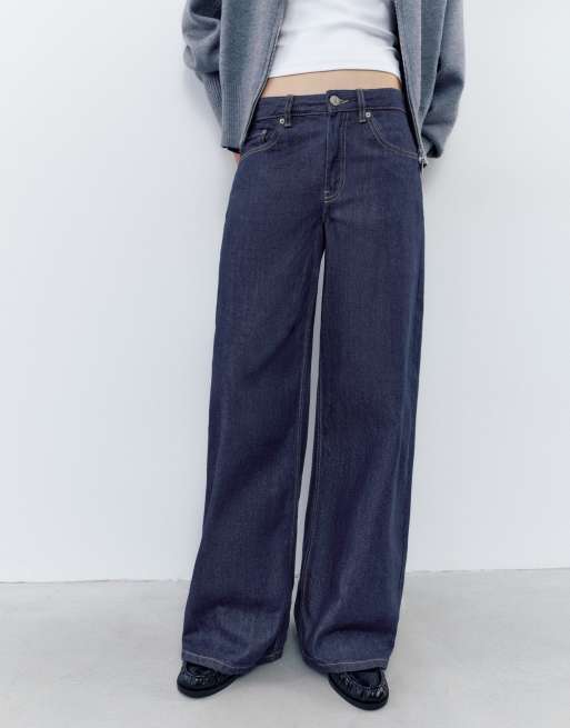 Pull&Bear jean large taille basse en indigo encre, 3 de 7