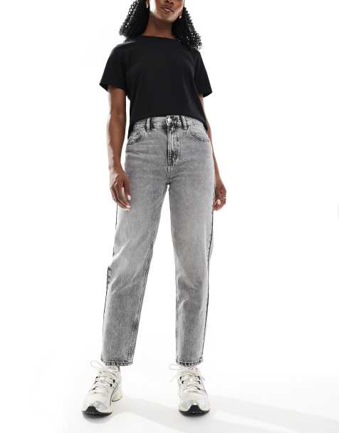 Pull&Bear - Jean mom à taille haute - Gris délavé - view 1
